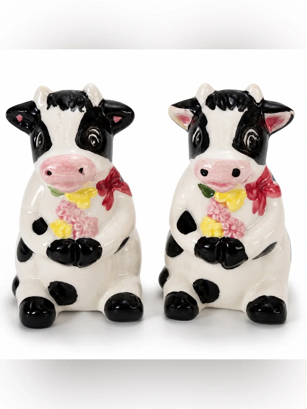 Vintage Ceramic Cow Salt & Pepper Shakers Set Farmhouse Country Kitchen Decor  c